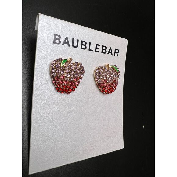 BaubleBar Crystal Apple Earrings - Picture 2 of 5